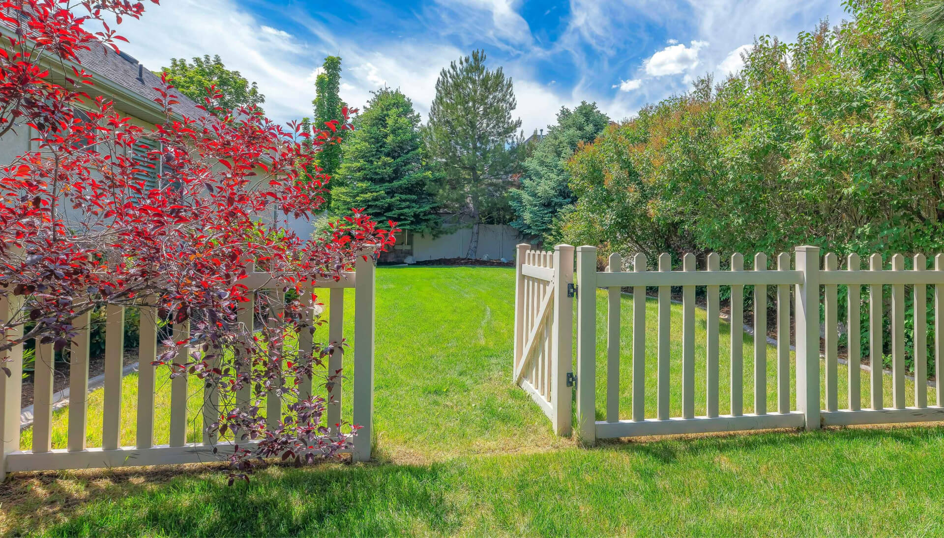 A functional fence gate providing access to a well-maintained backyard, surrounded by a wooden fence in EL Paso